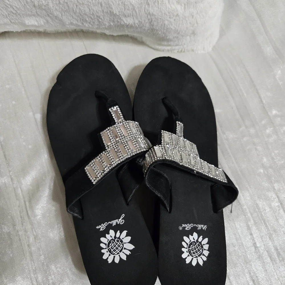 Yellowbox Black Sandals with Silver Accents Size 7.5. Worn Once.